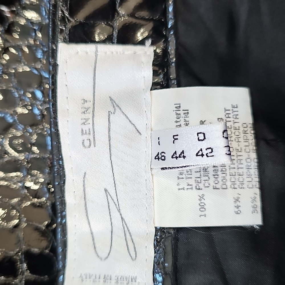 Genny black leather crocodile texture fully lined Size M Vintage - Picture 5 of 11